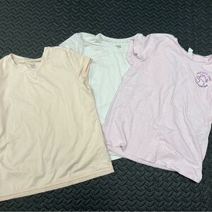 Athleta Girls Pink and White Short Sleeve Tees Lot of three